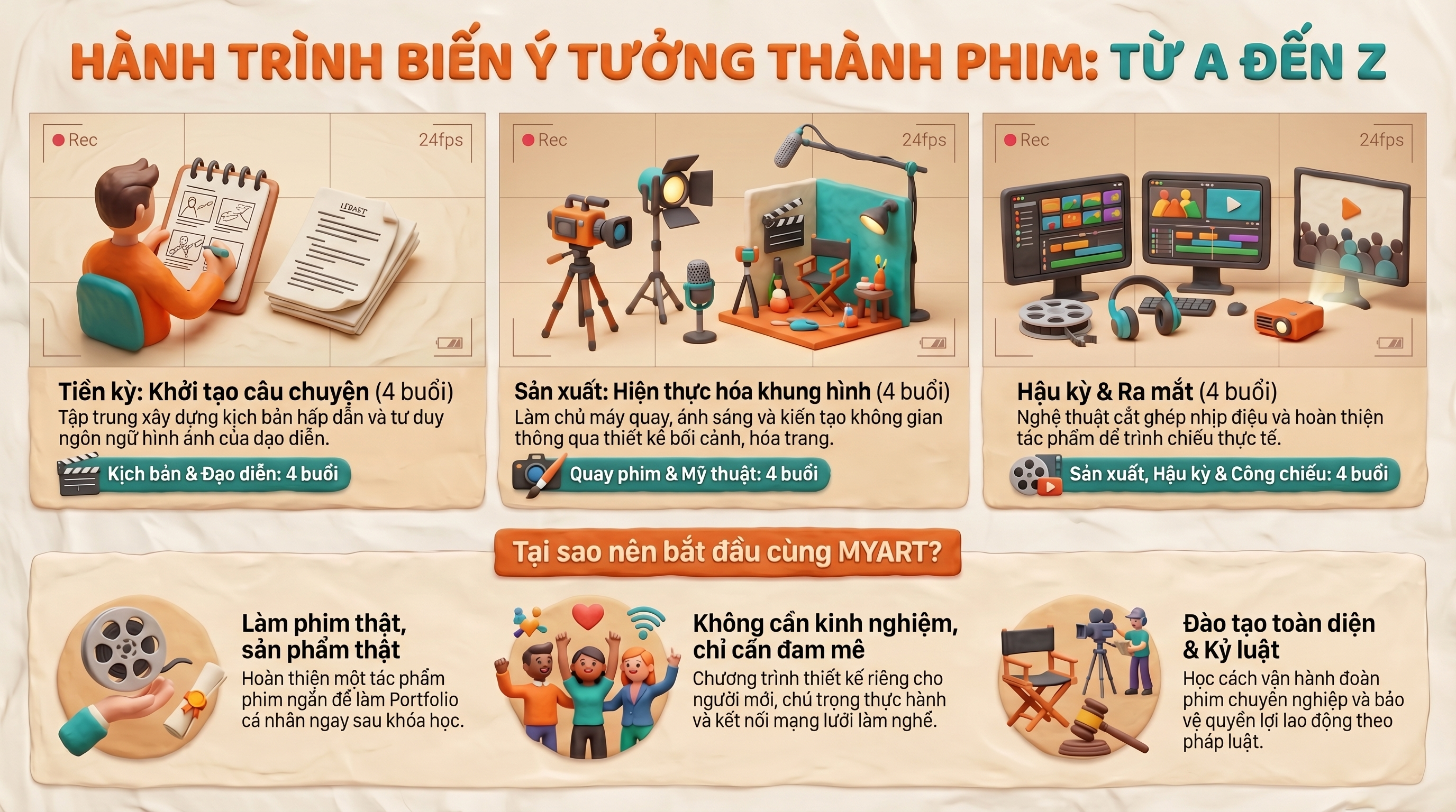 Lộ trình khóa học làm phim tổng hợp MYART